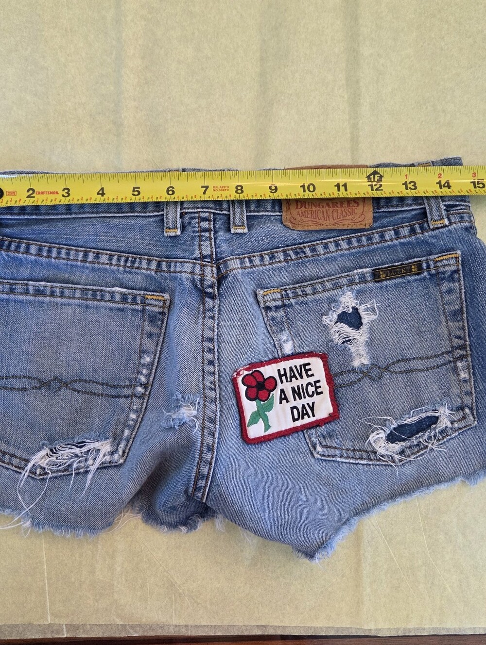 Lucky Brand Daisy Duke Jean Denim Short 26 Button Fly MADE IN USA Frayed Cutoffs - Picture 8 of 14